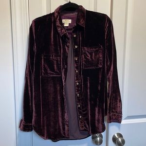 Anthropologie Maeve - velvet button down - purple - US6